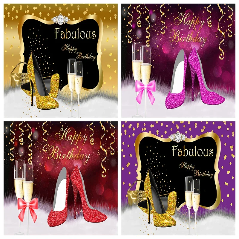 Ribbon Tie Heel - Mocsicka Women Birthday Decoration Background Gold