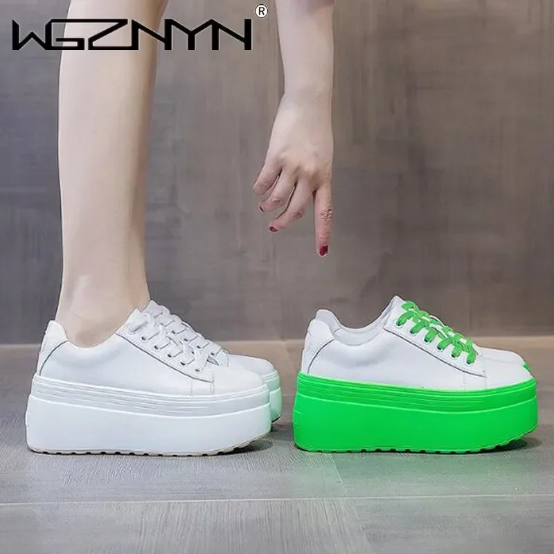Platform Sneakers Chunky - Luxury Autumn Genuine Leather Women Casual