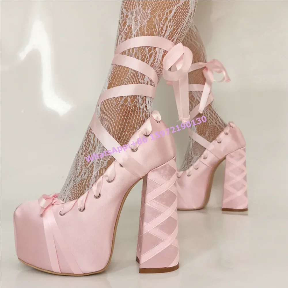 Red Satin Ribbon Platform Pump - огляд і ціна Ribbon Tie Heel