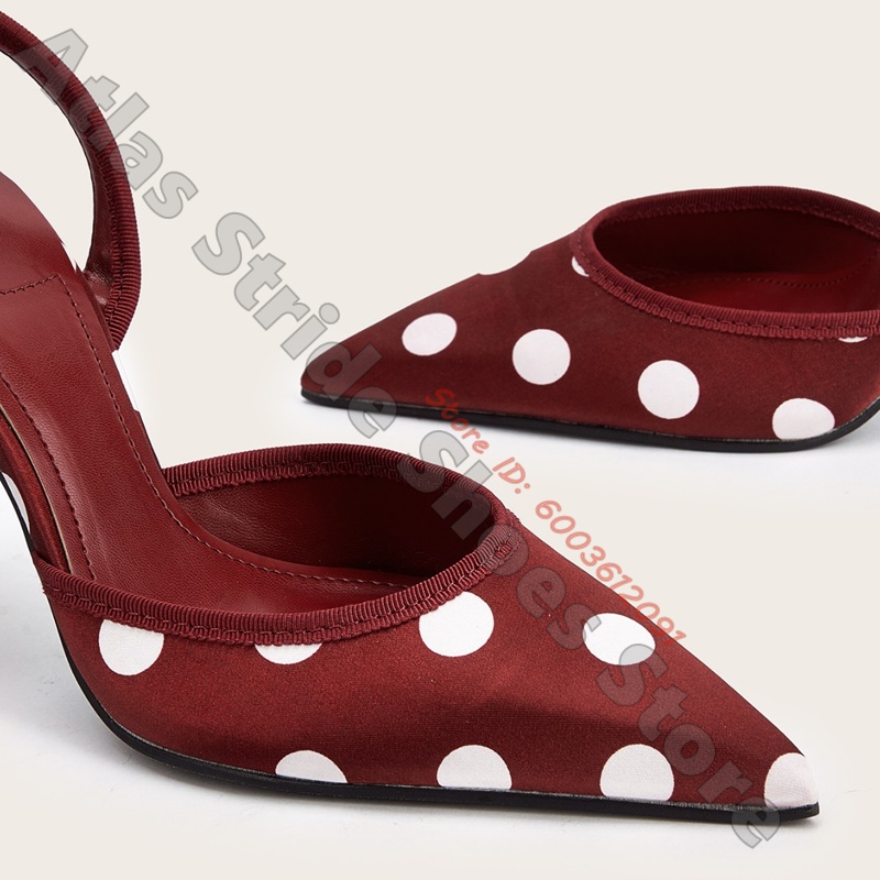 Satin White Polka Dot Pointed  - огляд і ціна Ribbon Tie Heel