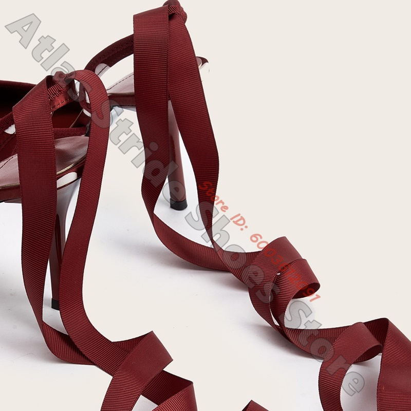 Satin White Polka Dot Pointed  - огляд і ціна Ribbon Tie Heel