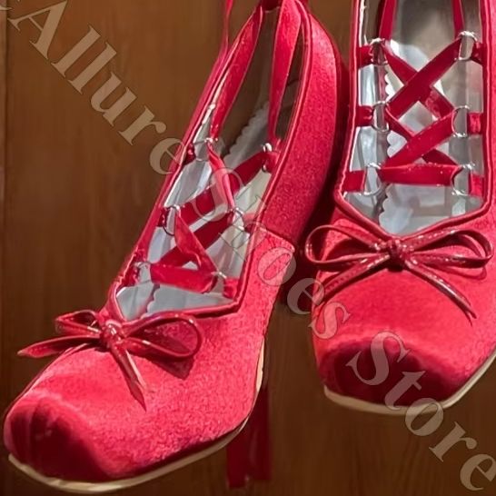 Women Ballet Flats Y2K Satin R - огляд і ціна Ribbon Tie Heel