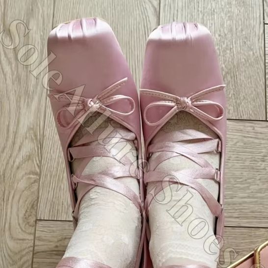 Women Ballet Flats Y2K Satin R - огляд і ціна Ribbon Tie Heel