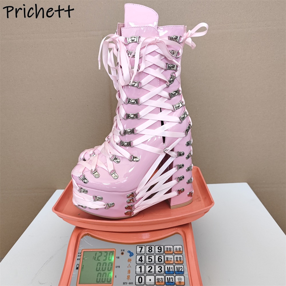 Black Pink Cross Tied Ankle Bo - огляд і ціна Ribbon Tie Heel