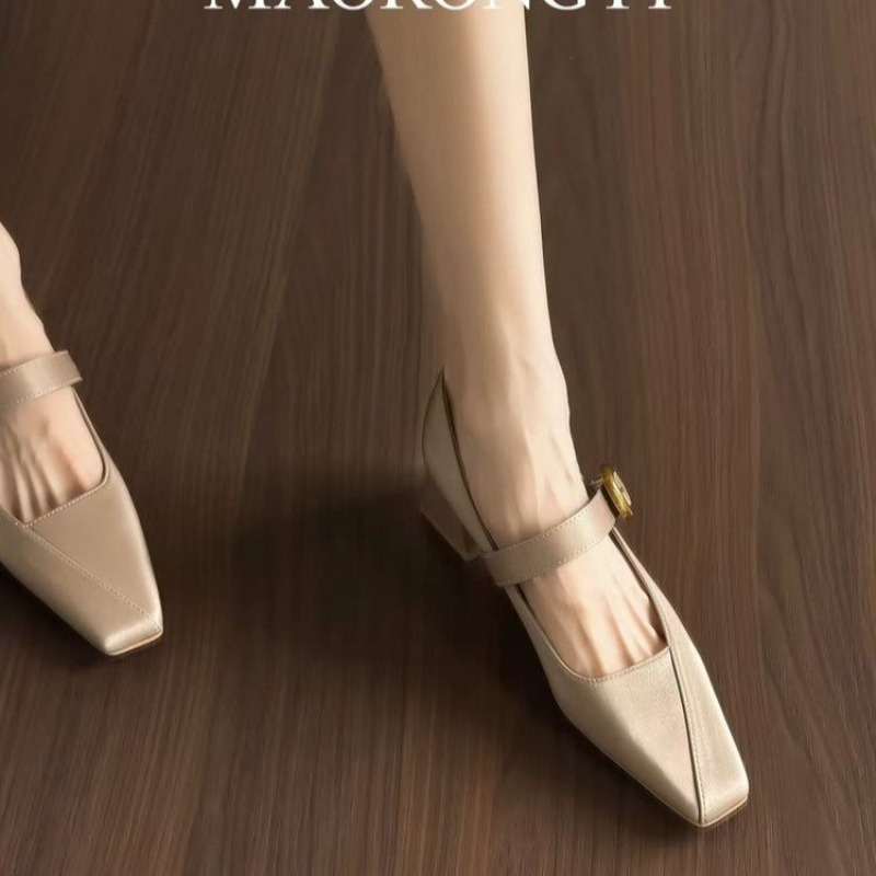 New Silk Square Head Single Sh - огляд і ціна Slingback Pumps Women